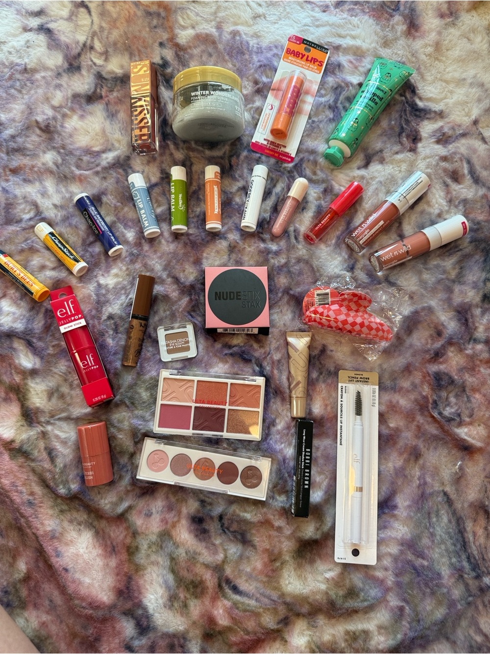 Beauty set featuring the Ulta collection, elf, Nudestix, Bobbi brown, etc.